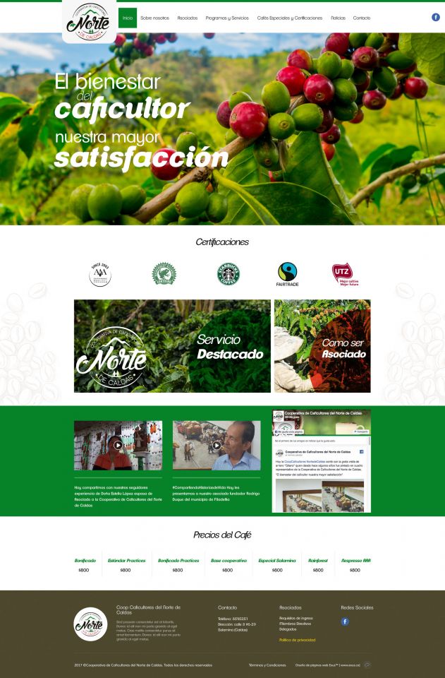 Diseño Web Caficultores norte caldas Caficultores norte caldas
